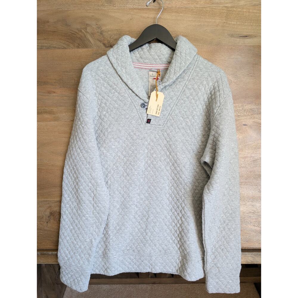 NWT Relwen Quilted Sweatshirt Men Large Light Gray Bubble Knit Shawl Long Sleeve